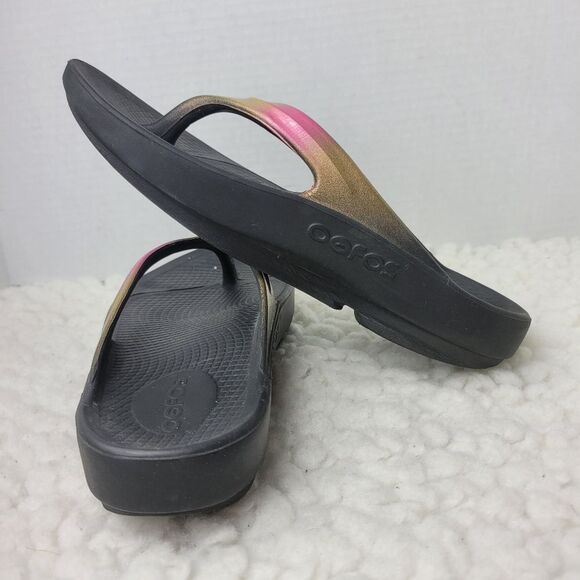 OOFOS OOlala Luxe Sandals Womens Size 6 Rose Gold Recovery Comfort Support - Picture 6 of 10
